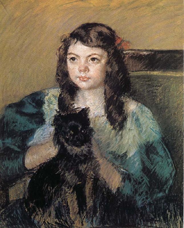 The girl holding the dog, Mary Cassatt